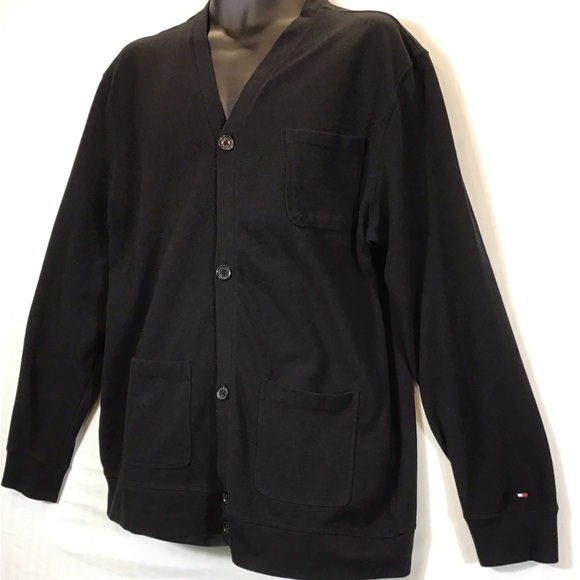 Tommy Hilfiger Mens Button Up Cardigan Size XL Jersey Knit Long Sleeve Sweater - Picture 2 of 13
